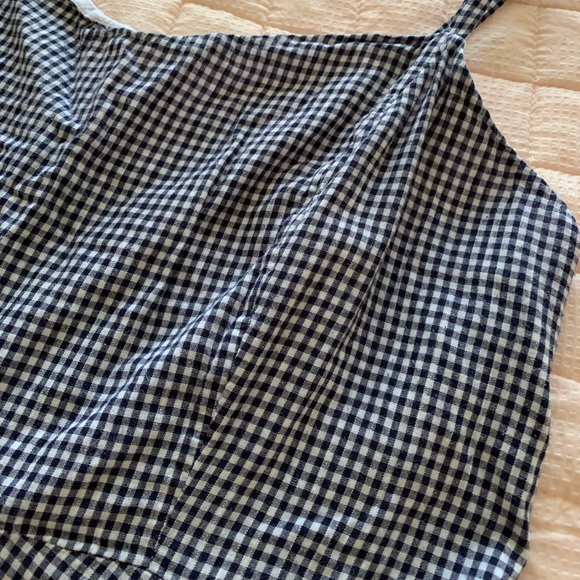 Old Navy Cotton Blend Navy Blue Gingham Fit and Flare Dress Sz XXL Tall - Picture 9 of 10
